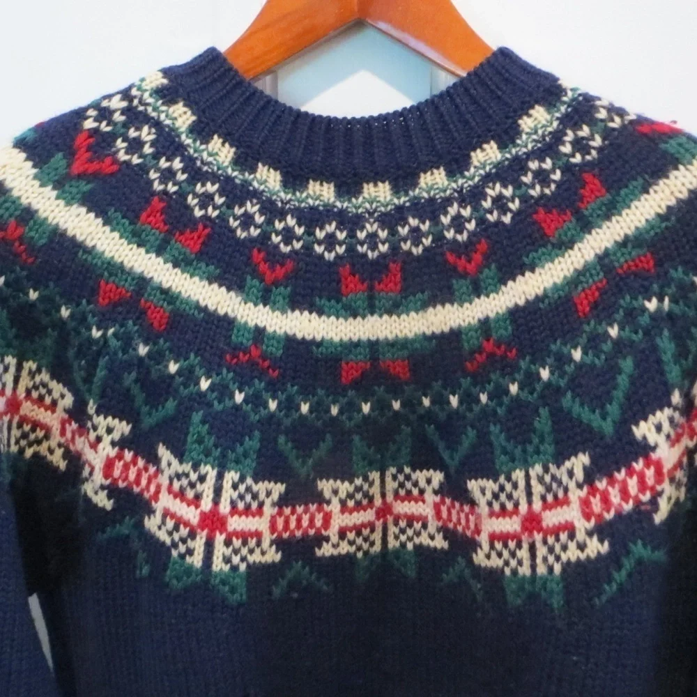 VINTAGE ALLEN SOLLY ENGLAND WOOL NORDIC SWEATER - Picture 5 of 8